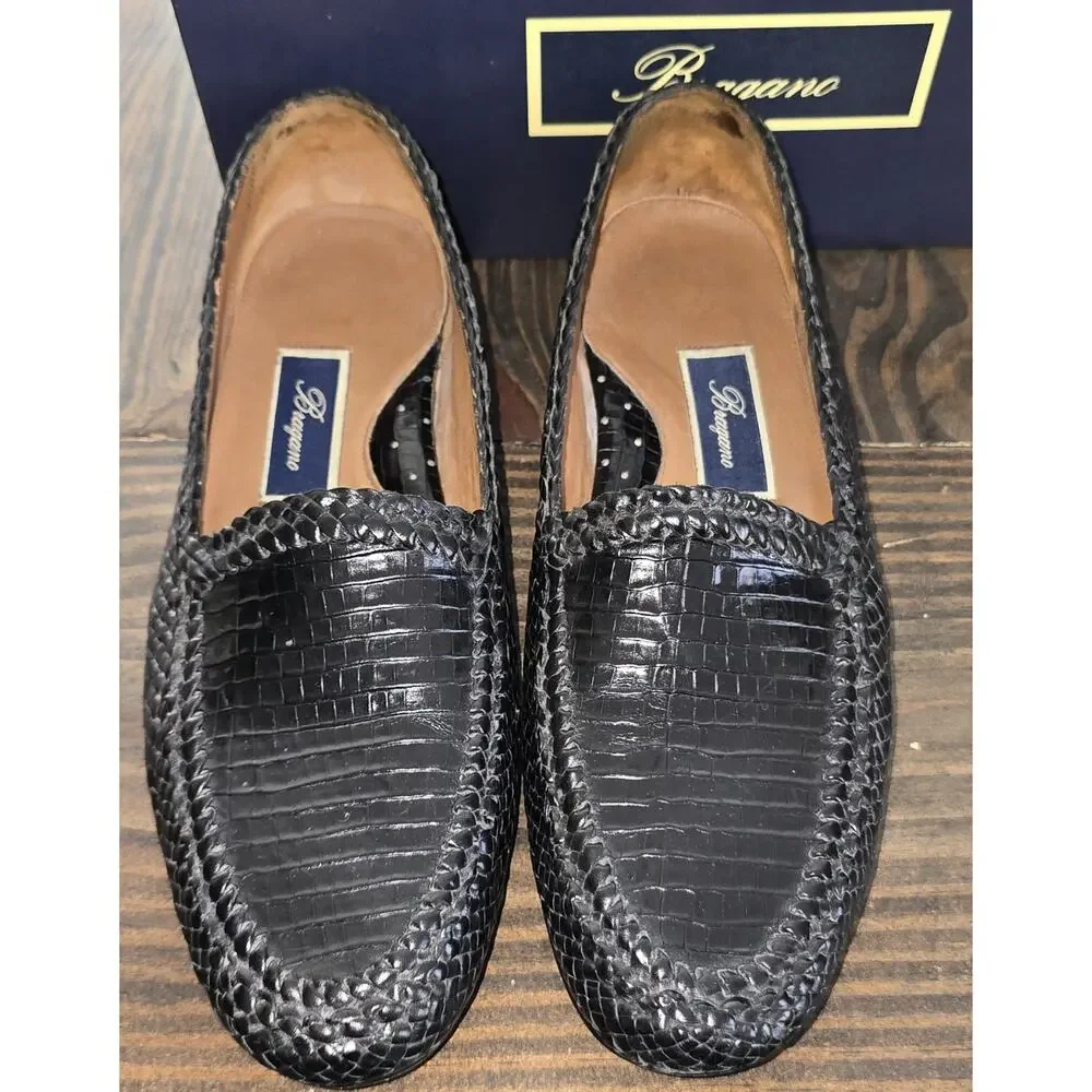 Bragano Cole Haan Men's Lthr Loafers Shoes Sz 11.5 Bellano Venetian Blk Lizard